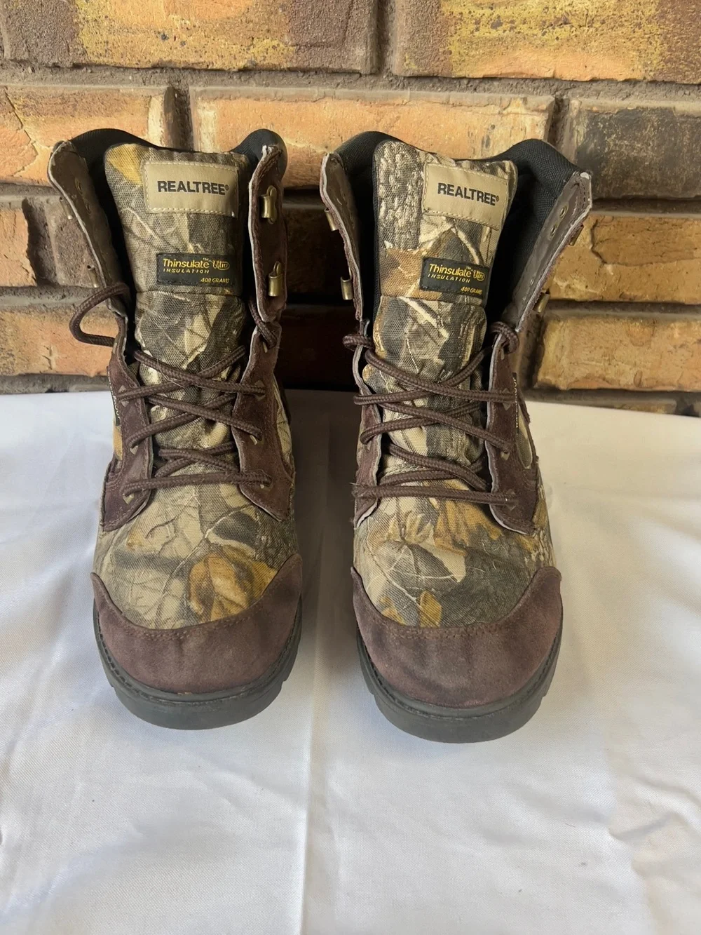 Realtree Camouflage Hunting Boots with Brown Suede Trim
